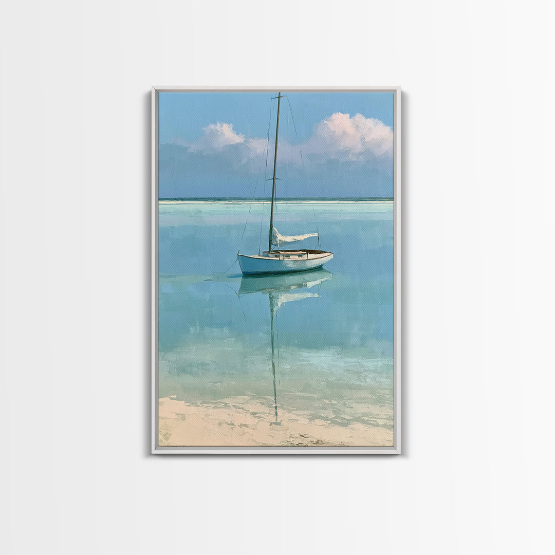 Quiet Sailboat on Glassy Water Canvas Print, Seascape Art, Canvas Print, Coastal Decor, Fine Art, Seascape, Fine Art Print, SEA-2x3-16