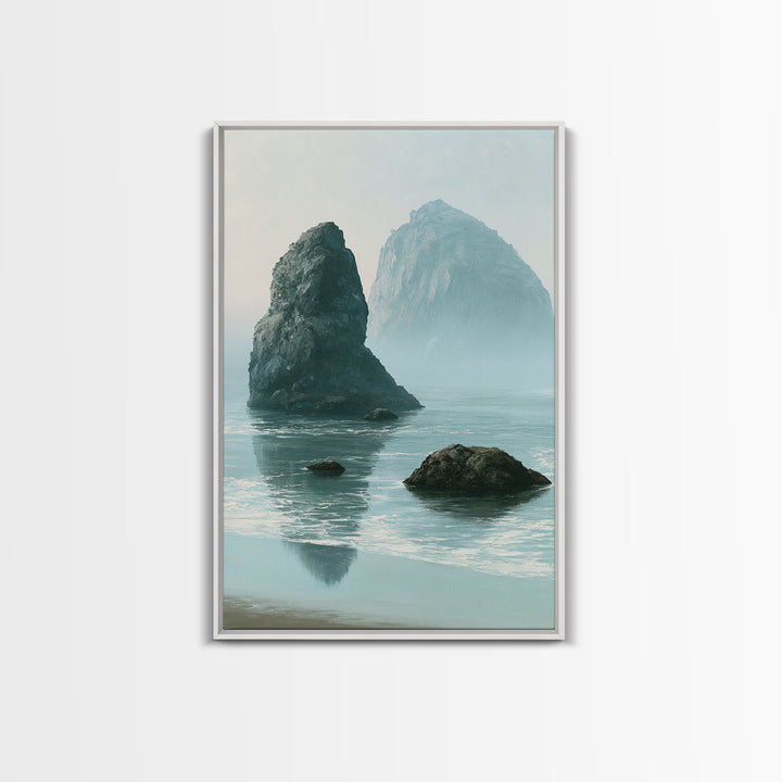 Sea Stack Rocks Framed Canvas Print, Seascape Art, Watercolor Art, Coastal Decor, Fine Art, Seascape, Textured Painting, SEA-2x3-3
