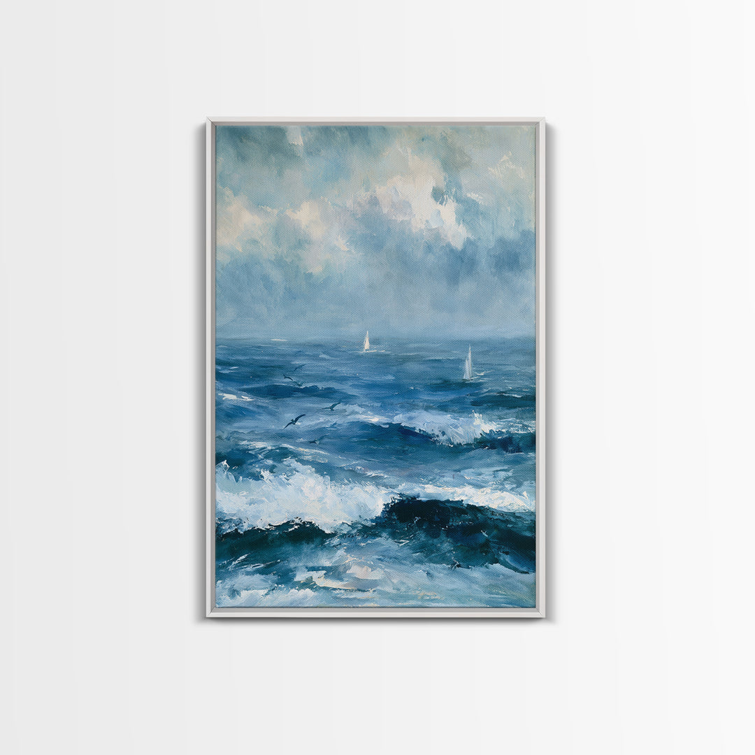 Whitecaps Rolling under Storm Light Canvas Print, Seascape Art, Printable Wall Art, Coastal Decor, Fine Art, Seascape, SEA-2x3-45