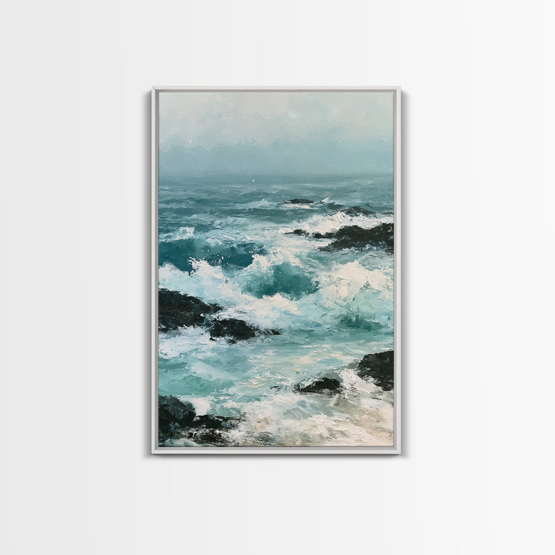 Storm Waves Crashing Canvas Print, Seascape Art, Bedroom Decor, Coastal Decor, Oil Painting, Seascape, Coastal Wall Art, SEA-2x3-57