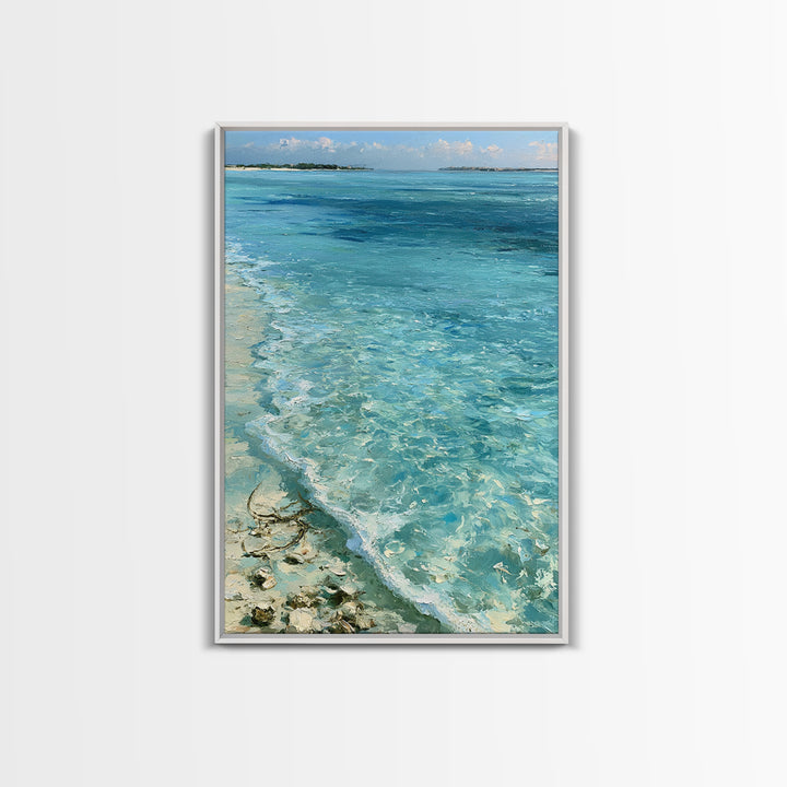 Tropical Lagoon with Transparent Shallows Canvas Print, Seascape Art, Home Decor, Coastal Decor, Oil Painting, Seascape, SEA-2x3-66