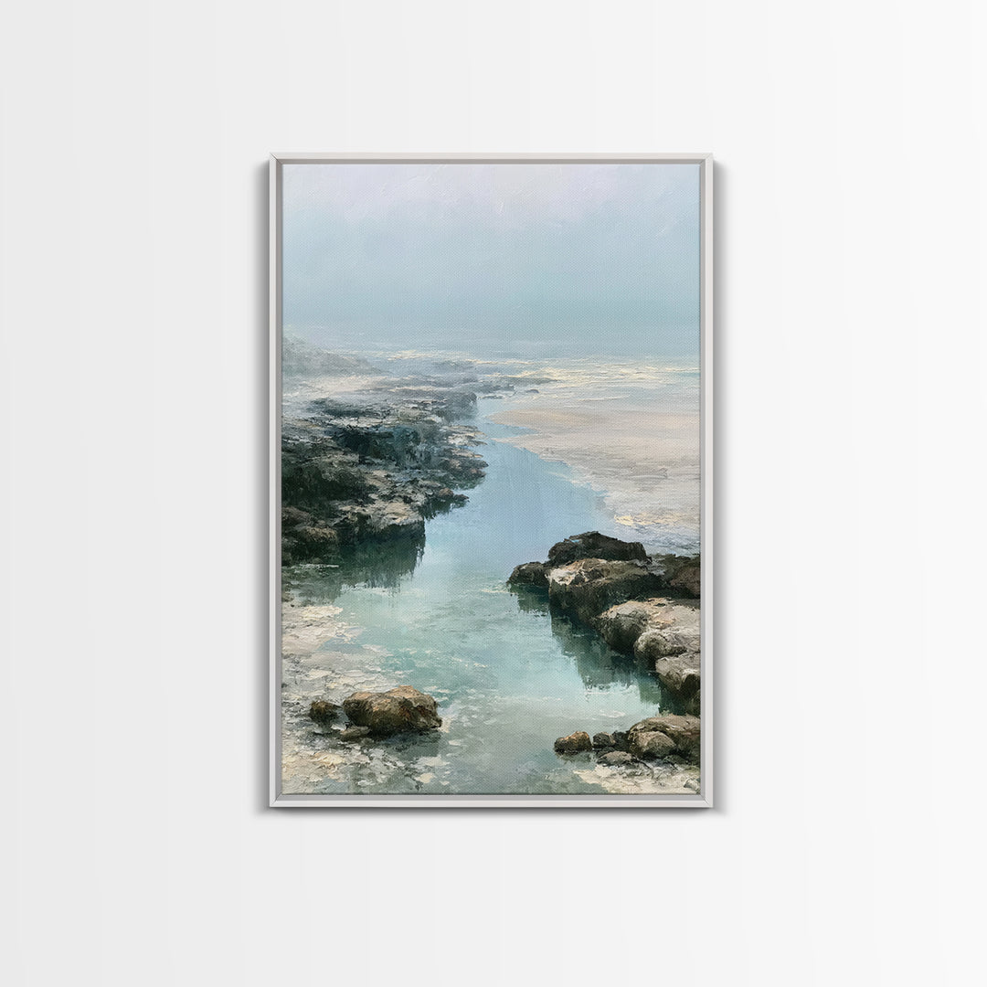 Rocky Tidepool with Reflections Canvas Print, Seascape Art, Printable Art, Coastal Decor, Fine Art, Seascape, Beach Decor, SEA-2x3-91