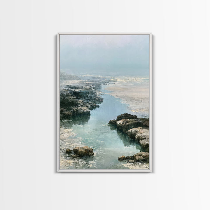 Rocky Tidepool with Reflections Canvas Print, Seascape Art, Printable Art, Coastal Decor, Fine Art, Seascape, Beach Decor, SEA-2x3-91