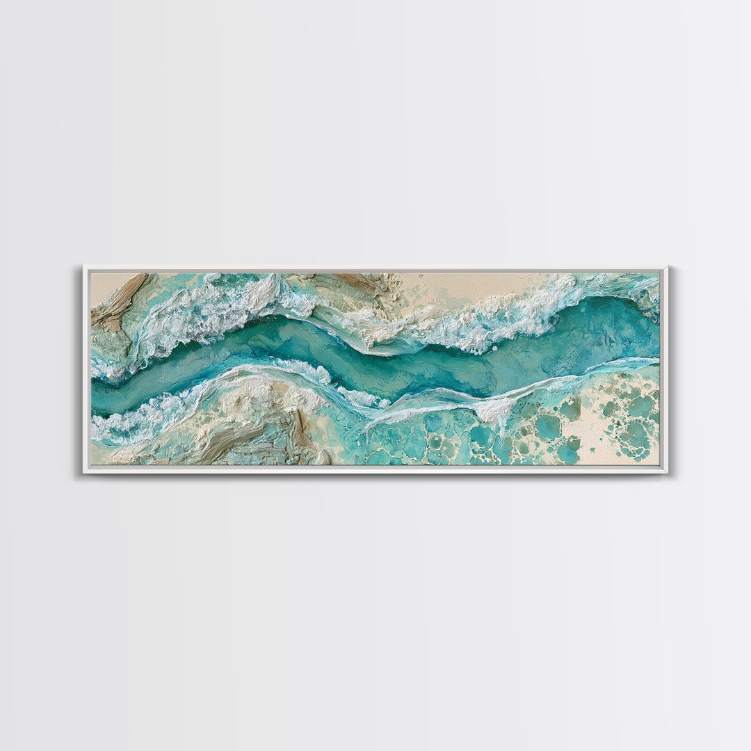 Aerial Reef Water Canvas Print, Seascape Art, Gallery Decor, Coastal Decor, Fine Art, Seascape, Contemporary Art, Wall Art, SEA-3x1-40