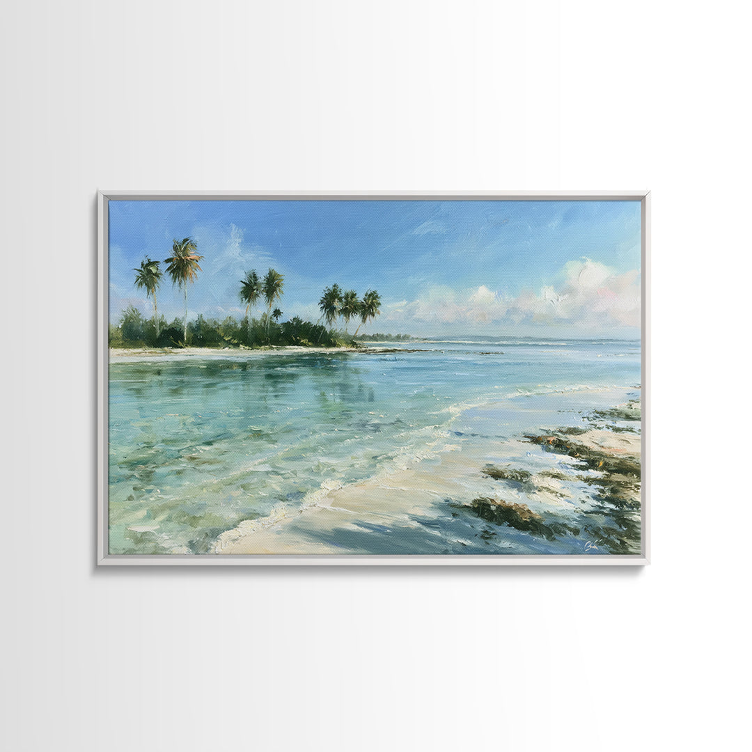 Tropical Lagoon with Transparent Shallows Canvas Print, Seascape Art, Abstract Art, Coastal Decor, Fine Art, Seascape, SEA-3x2-38