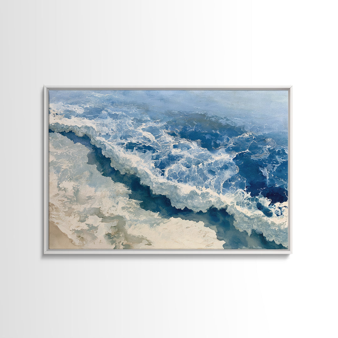 Ocean Foam Patterns from Above Framed Canvas Print, Seascape Art, Gallery Decor, Coastal Decor, Fine Art, Seascape, SEA-3x2-64