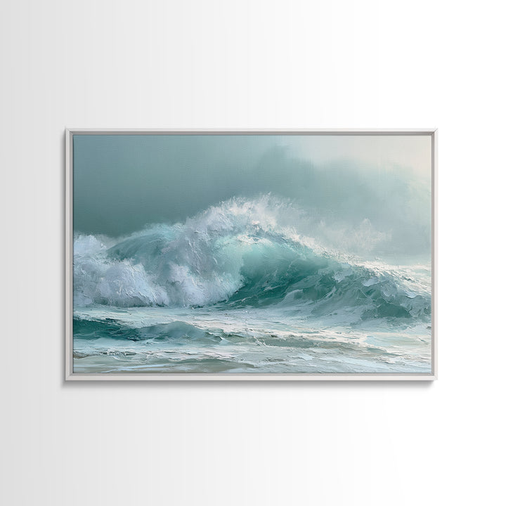 Wild Atlantic Wave Framed Canvas Print, Seascape Art, Living Room Wall Art, Coastal Decor, Seascape, Statement Artwork, SEA-3x2-69