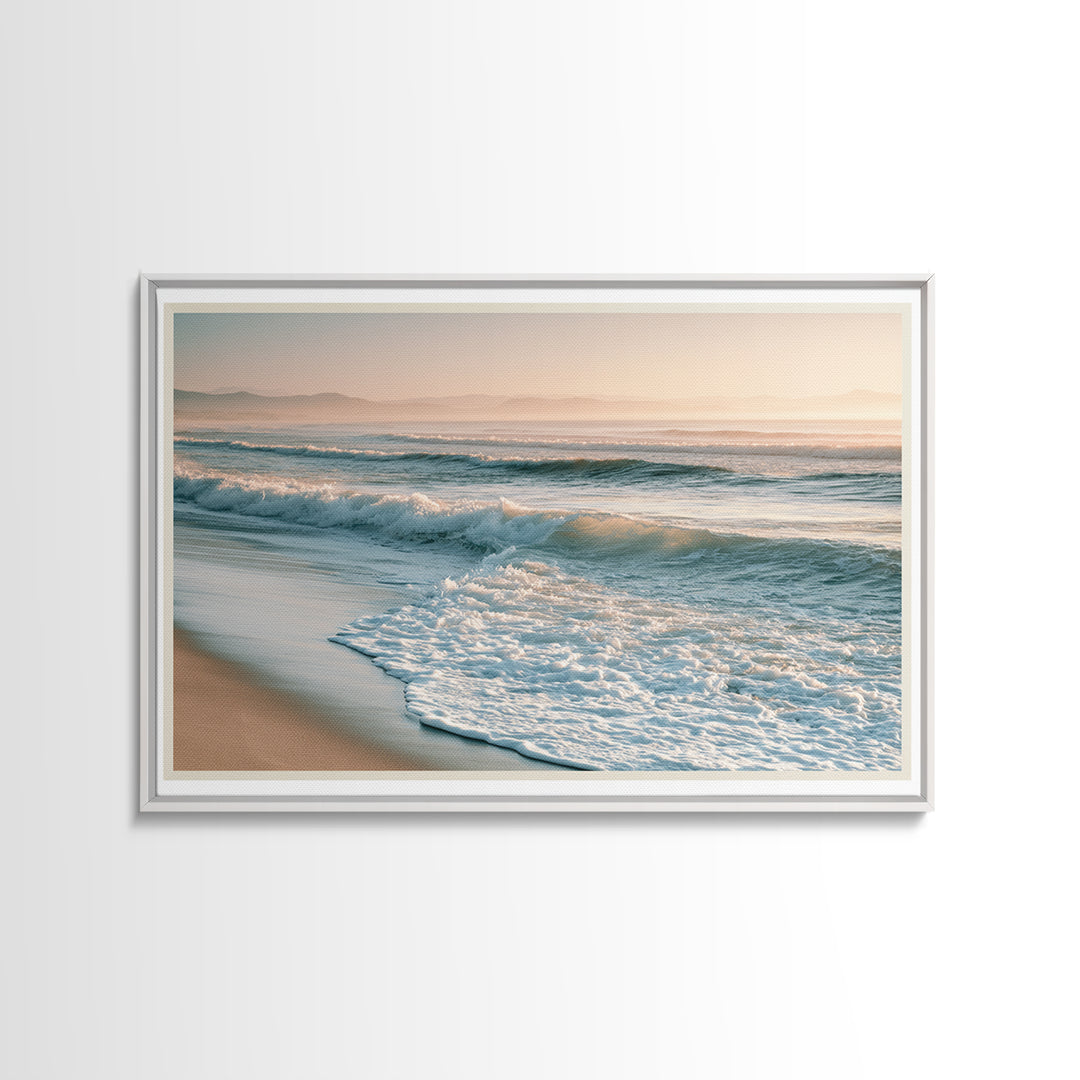 Mediterranean Harbor at Dawn Framed Canvas Print, Seascape Art, Digital Print, Coastal Decor, Oil Painting, Seascape, SEA-3x2-74