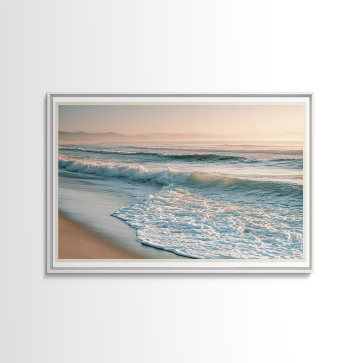Mediterranean Harbor at Dawn Framed Canvas Print, Seascape Art, Digital Print, Coastal Decor, Oil Painting, Seascape, SEA-3x2-74