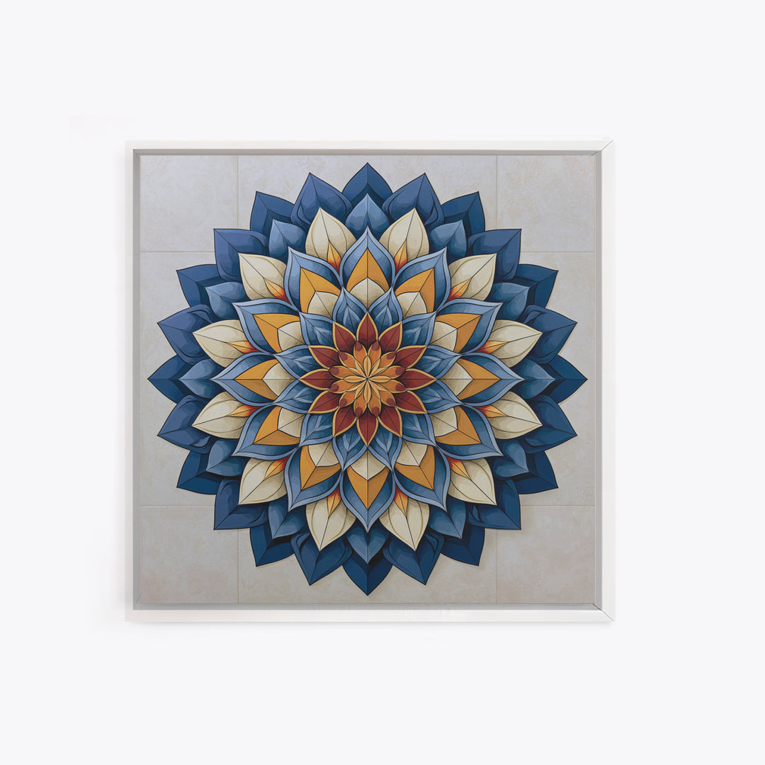 Mandala Lotus with Precise Radial Symmetry Canvas Print, Sacred Geometry Art, Sacred Geometry, Living Room Decor, Geometry, SGA-1x1-26