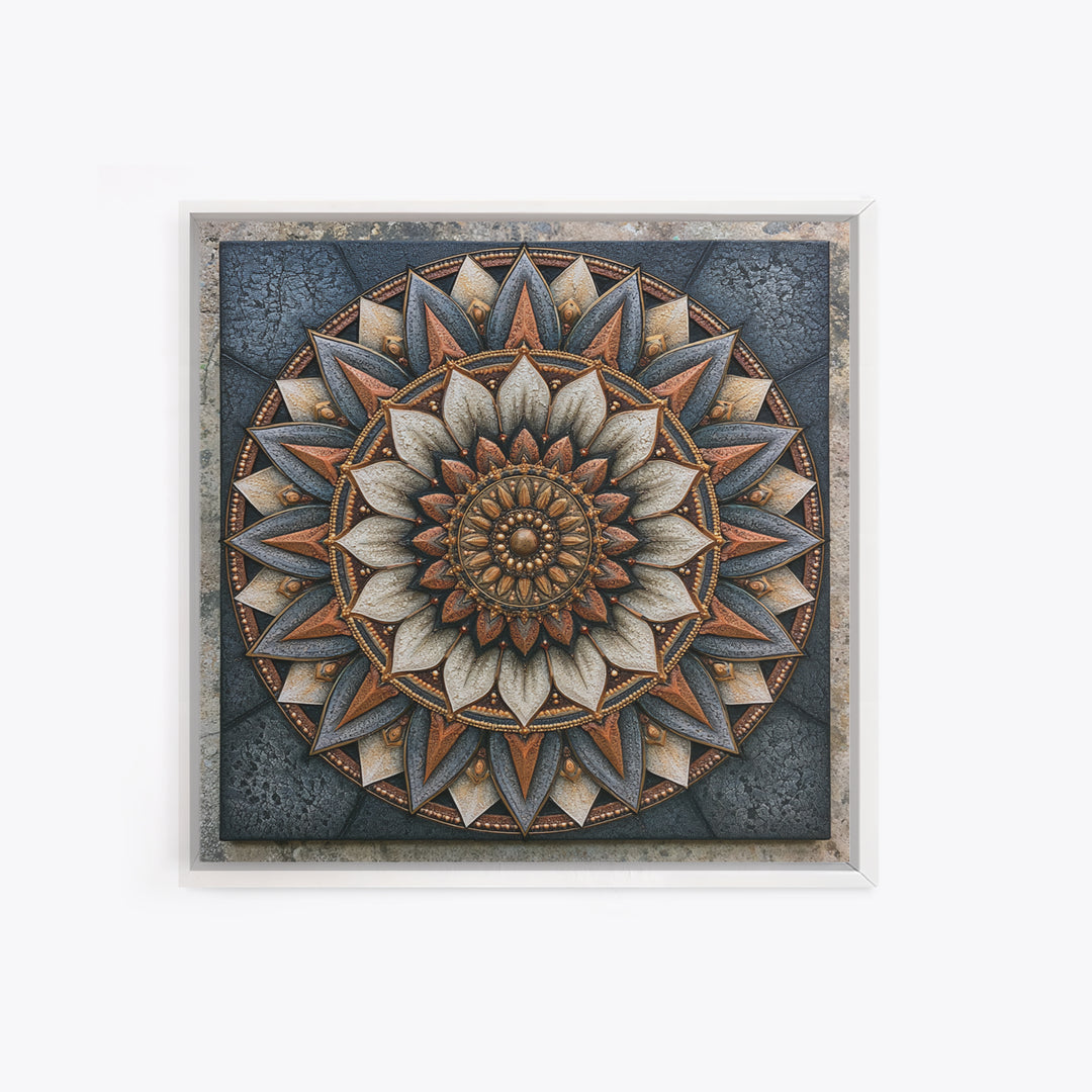 Mandala Lotus with Precise Radial Symmetry Canvas Print, Sacred Geometry Art, Sacred Geometry, Living Room Decor, Geometry, SGA-1x1-50