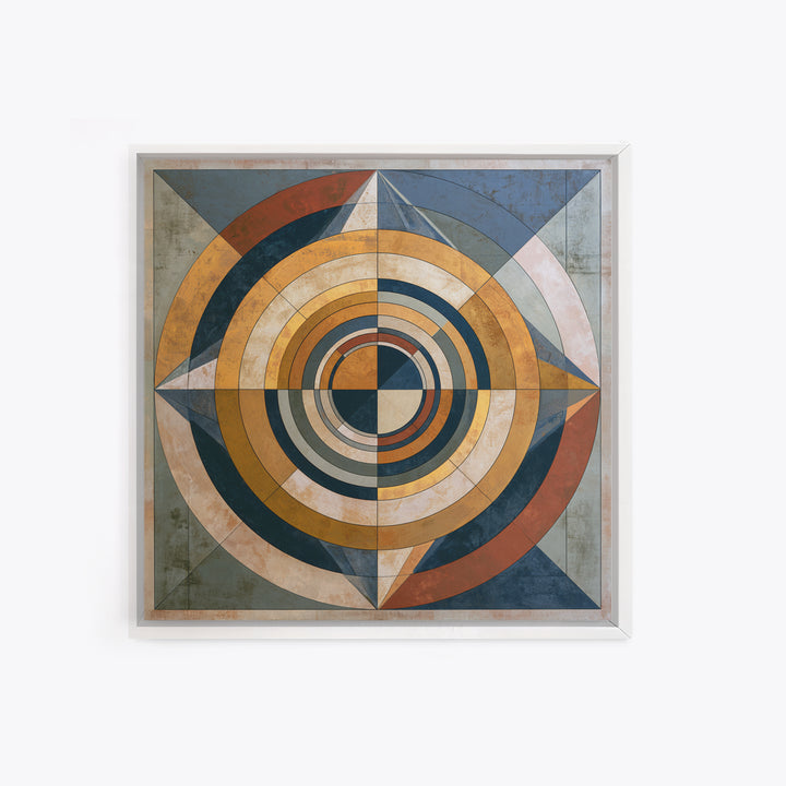 Concentric Circles and Triangles Framed Canvas Print, Sacred Geometry Art, Fine Art Print, Living Room Decor, Abstract Art, SGA-1x1-57
