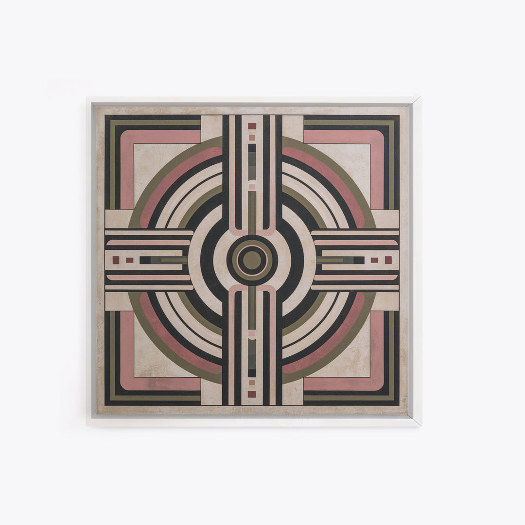 Abstract Temple Plan Made from Sacred Lines Framed Canvas Print, Sacred Geometry Art, Decorations, Living Room Decor, Geometry, SGA-1x1-61