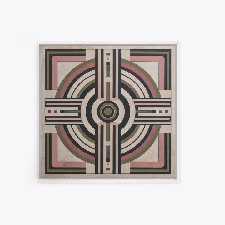 Abstract Temple Plan Made from Sacred Lines Framed Canvas Print, Sacred Geometry Art, Decorations, Living Room Decor, Geometry, SGA-1x1-61