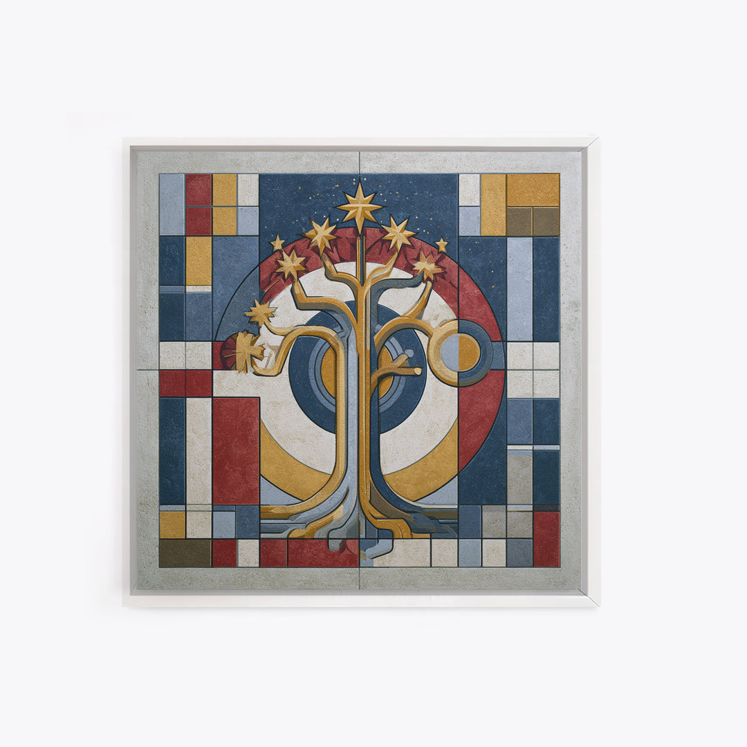 Geometric Tree of Life Framed Canvas Print, Sacred Geometry Art, Decorations, Living Room Decor, Geometry, Minimalist Decor, SGA-1x1-63