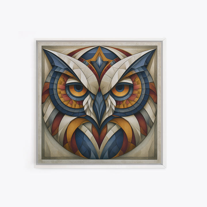 Sacred Owl Formed from Symmetrical Linework Canvas Print, Sacred Geometry Art, Rustic Home Decor, Living Room Decor, Geometry, SGA-1x1-66