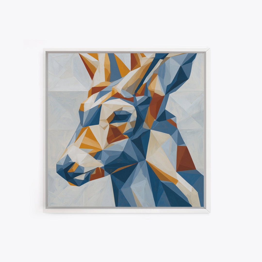 Sacred Deer Formed from Geometric Facets Framed Canvas Print, Sacred Geometry Art, Living Room Decor, Fine Art, Geometry, SGA-1x1-7