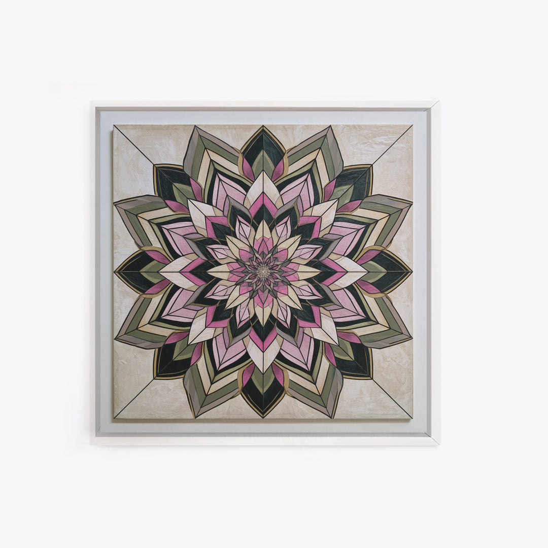 Mandala Lotus with Precise Radial Symmetry Framed Canvas Print, Sacred Geometry Art, Decorations, Living Room Decor, Geometry, SGA-1x1-74