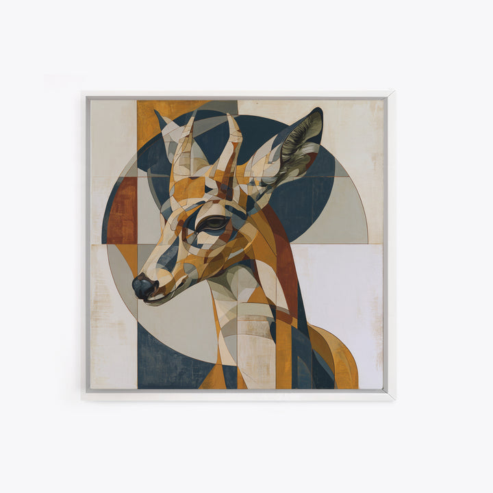 Sacred Deer Formed from Geometric Facets Framed Canvas Print, Sacred Geometry Art, Modern Decor, Living Room Decor, Geometry, SGA-1x1-79