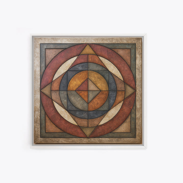 Concentric Circles and Triangles Canvas Print, Sacred Geometry Art, Textured Painting, Living Room Decor, Fine Art, Geometry, SGA-1x1-81