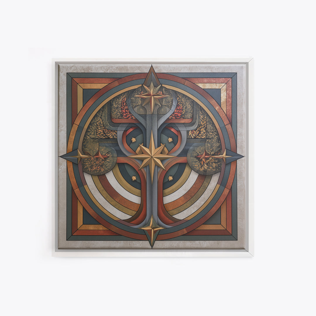 Geometric Tree of Life Canvas Print, Sacred Geometry Art, Statement Artwork, Living Room Decor, Abstract Art, Geometry, SGA-1x1-87