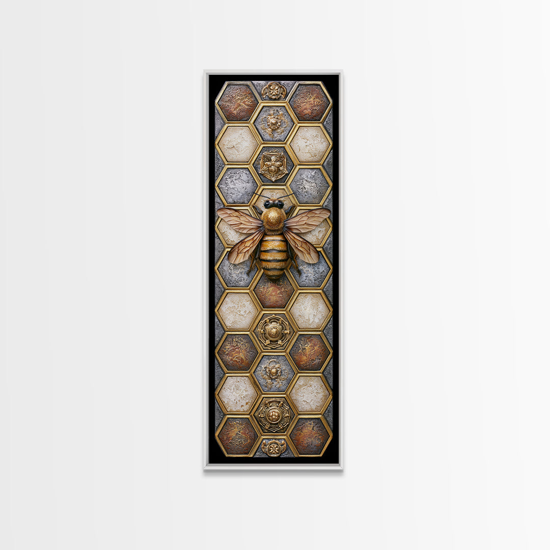Hexagon Honeycomb Pattern Canvas Print, Sacred Geometry Art, Room Decor, Living Room Decor, Fine Art, Geometry, Large Wall Art, SGA-1x3-28