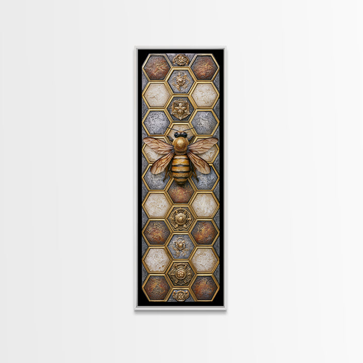 Hexagon Honeycomb Pattern Canvas Print, Sacred Geometry Art, Room Decor, Living Room Decor, Fine Art, Geometry, Large Wall Art, SGA-1x3-28