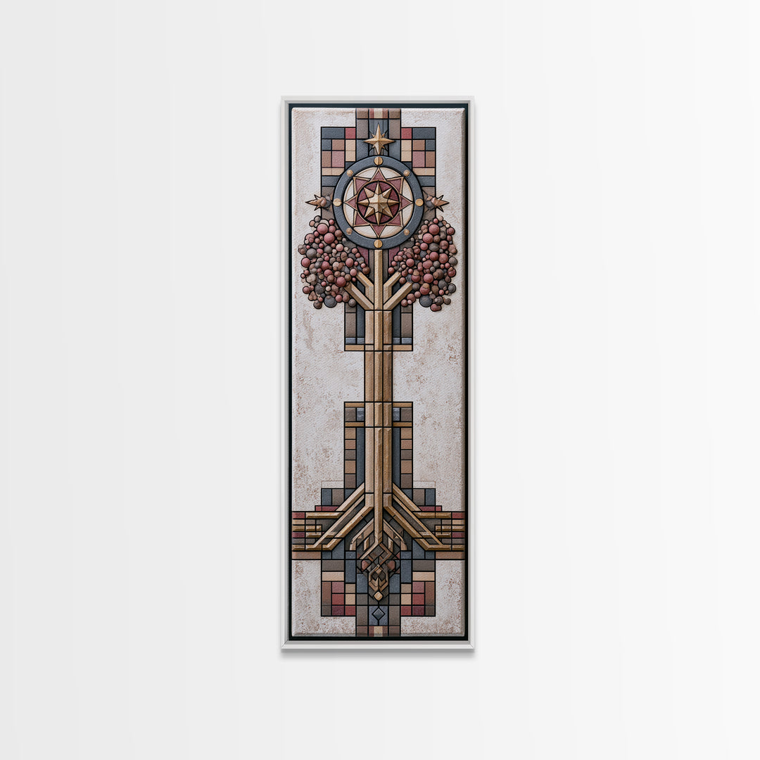 Geometric Tree of Life Framed Canvas Print, Sacred Geometry Art, Minimalist Decor, Living Room Decor, Abstract Art, Geometry, SGA-1x3-3