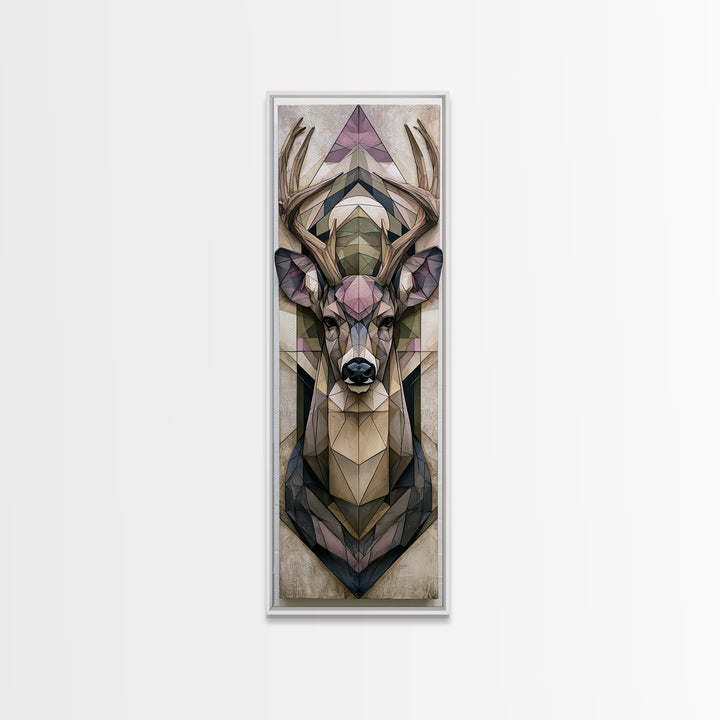 Sacred Deer Formed from Geometric Facets Canvas Print, Sacred Geometry Art, Large Wall Art, Living Room Decor, Geometry, SGA-1x3-43