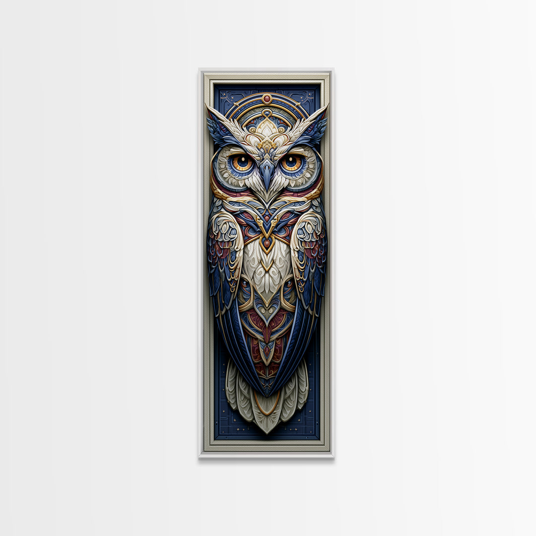 Sacred Owl Formed from Symmetrical Linework Canvas Print, Sacred Geometry Art, Sacred Geometry, Living Room Decor, Geometry, SGA-1x3-54