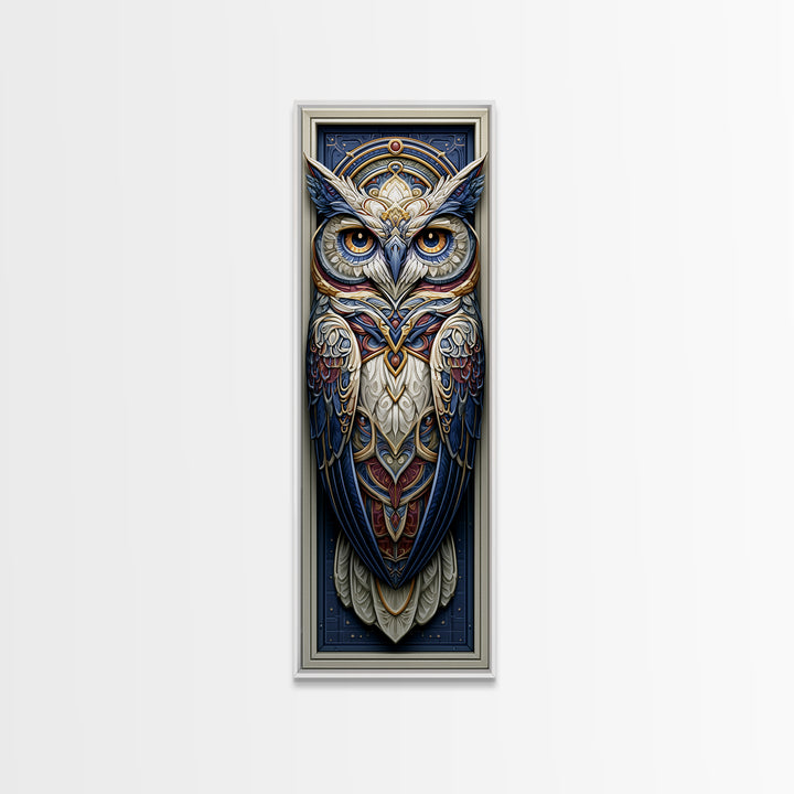 Sacred Owl Formed from Symmetrical Linework Canvas Print, Sacred Geometry Art, Sacred Geometry, Living Room Decor, Geometry, SGA-1x3-54