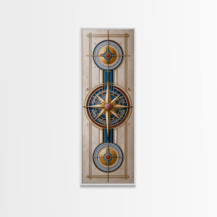 Gold Line Compass Mandala on Parchment Canvas Print, Sacred Geometry Art, Modern Decor, Living Room Decor, Fine Art, Geometry, SGA-1x3-57