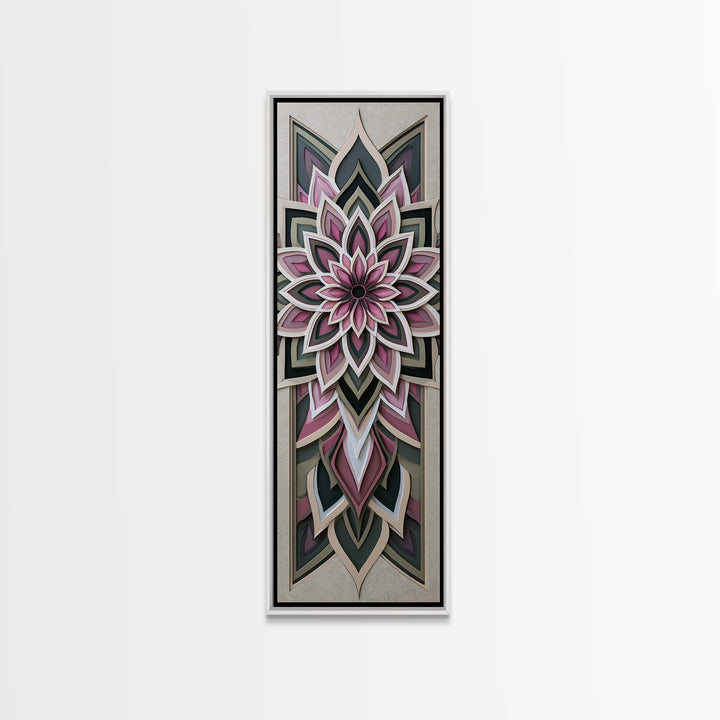 Mandala Lotus with Precise Radial Symmetry Canvas Print, Sacred Geometry Art, Gallery Decor, Living Room Decor, Geometry, SGA-1x3-62