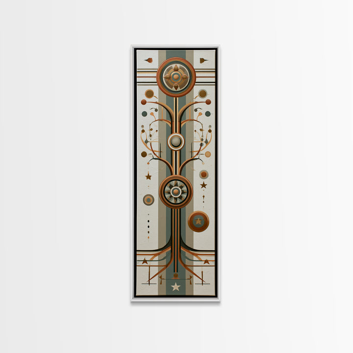 Geometric Tree of Life Framed Canvas Print, Sacred Geometry Art, Wabi Sabi Art, Living Room Decor, Fine Art, Geometry, SGA-1x3-75