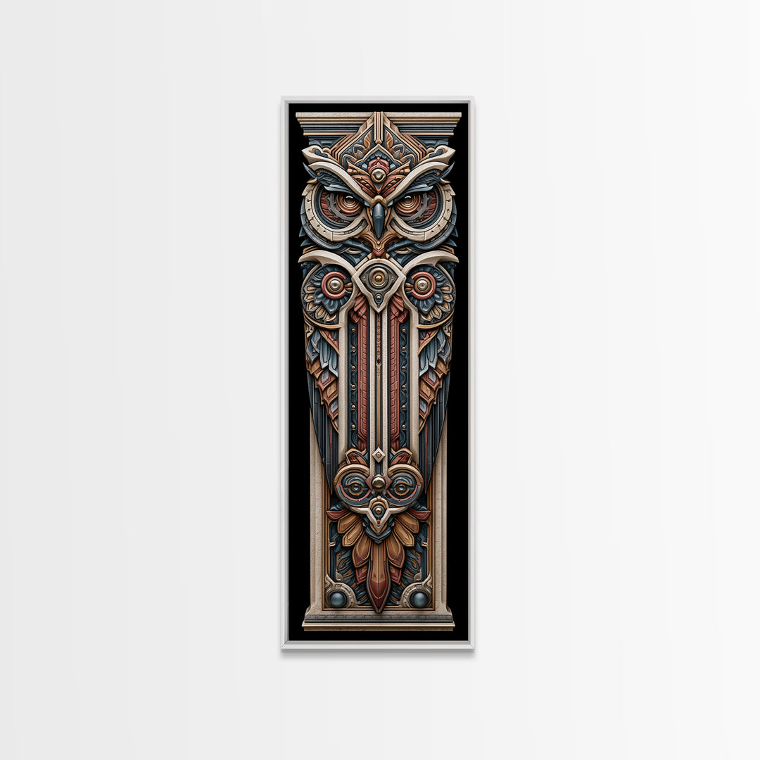 Sacred Owl Formed from Symmetrical Linework Canvas Print, Sacred Geometry Art, Decorations, Living Room Decor, Abstract Art, SGA-1x3-78