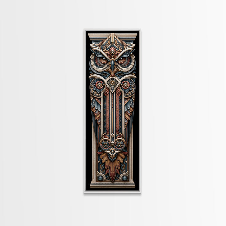 Sacred Owl Formed from Symmetrical Linework Canvas Print, Sacred Geometry Art, Decorations, Living Room Decor, Abstract Art, SGA-1x3-78