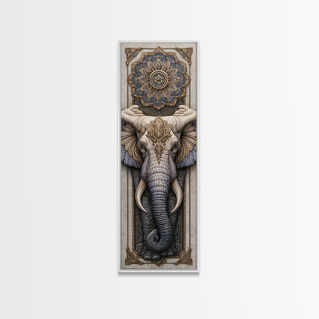 Geometric Elephant with Ornate Mandala Lines Canvas Print, Sacred Geometry Art, Modern Decor, Living Room Decor, Abstract Art, SGA-1x3-94
