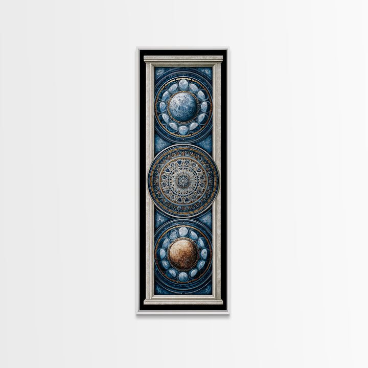 Moon Phase Mandala Canvas Print, Sacred Geometry Art, Fine Art Print, Living Room Decor, Fine Art, Geometry, Digital Art, SGA-1x3-98