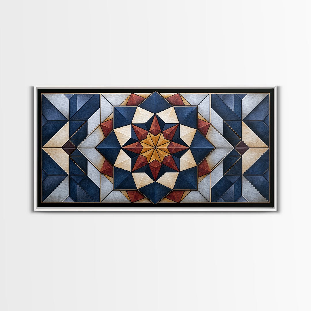 Black and Gold Geometric Rosette Canvas Print, Sacred Geometry Art, Contemporary Art, Living Room Decor, Abstract Art, Geometry, SGA-2x1-32