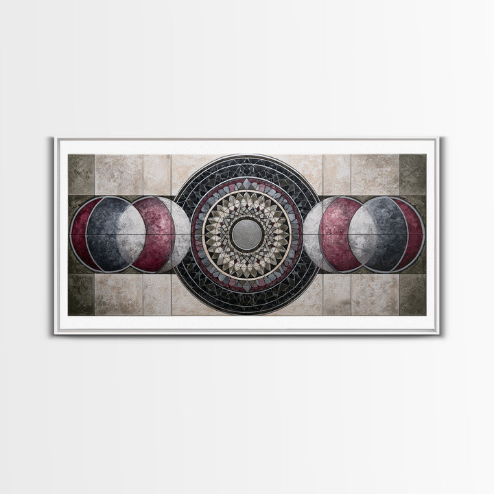 Moon Phase Mandala Canvas Print, Sacred Geometry Art, Wall Art, Living Room Decor, Fine Art, Geometry, Wall Art Print, SGA-2x1-58