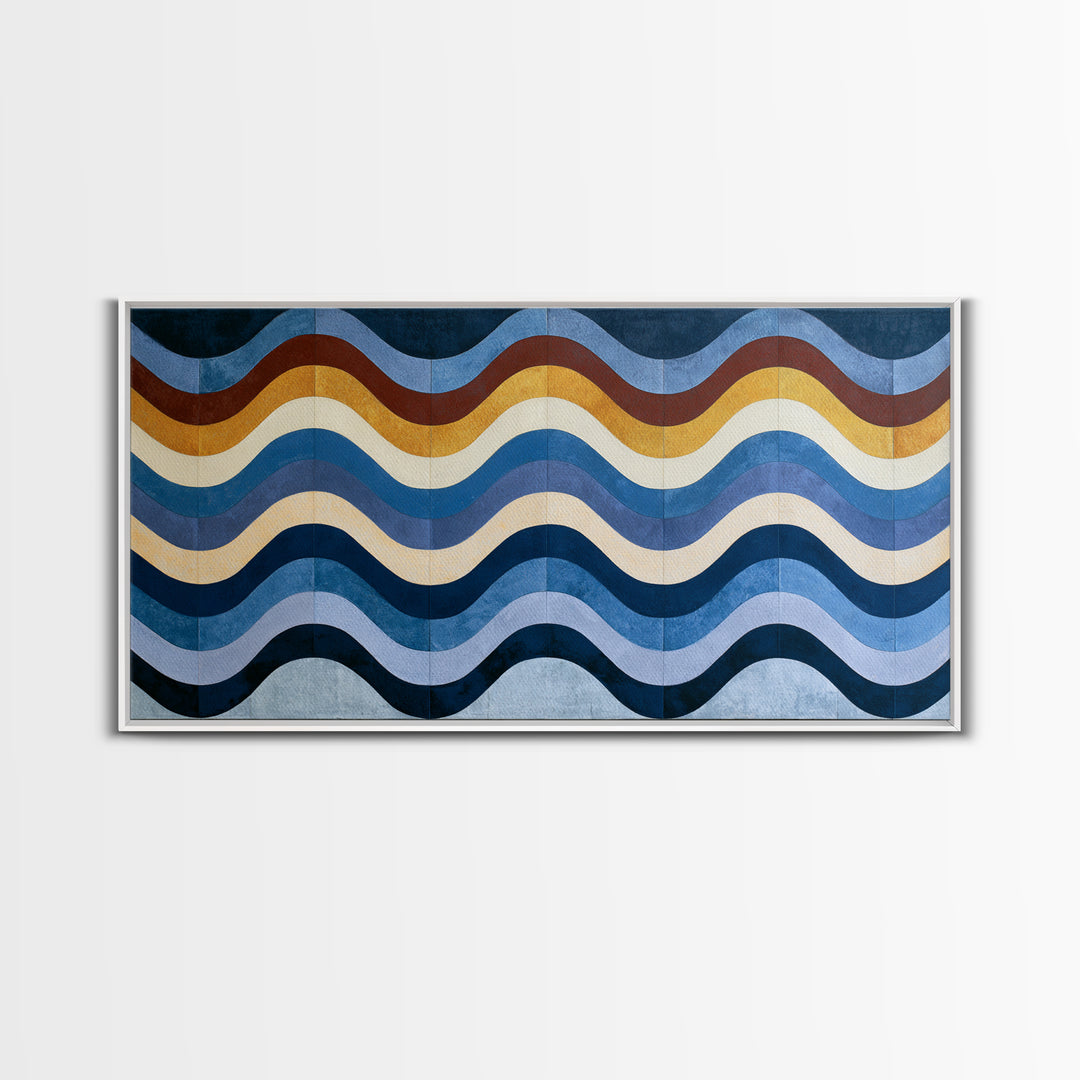 Geometric Wave Pattern Canvas Print, Sacred Geometry Art, Textured Painting, Living Room Decor, Abstract Art, Geometry, SGA-2x1-66