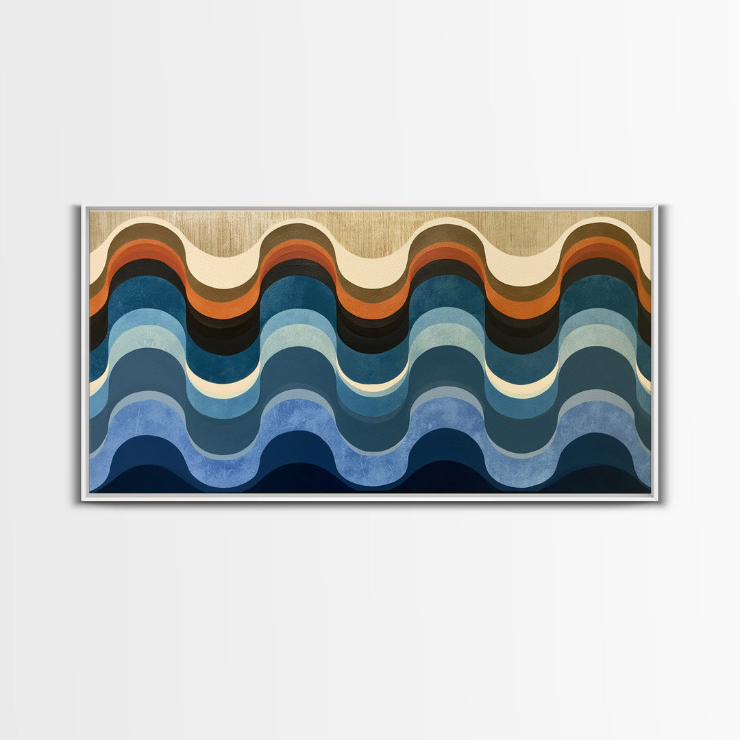 Geometric Wave Pattern Framed Canvas Print, Sacred Geometry Art, Fall Decor, Living Room Decor, Fine Art, Geometry, Boho Decor, SGA-2x1-90