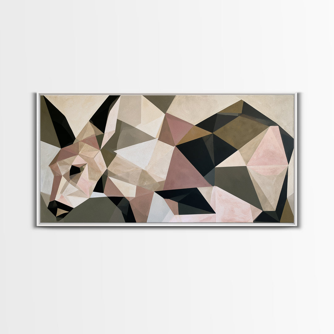 Sacred Deer Formed from Geometric Facets Framed Canvas Print, Sacred Geometry Art, Boho Decor, Living Room Decor, Geometry, SGA-2x1-99