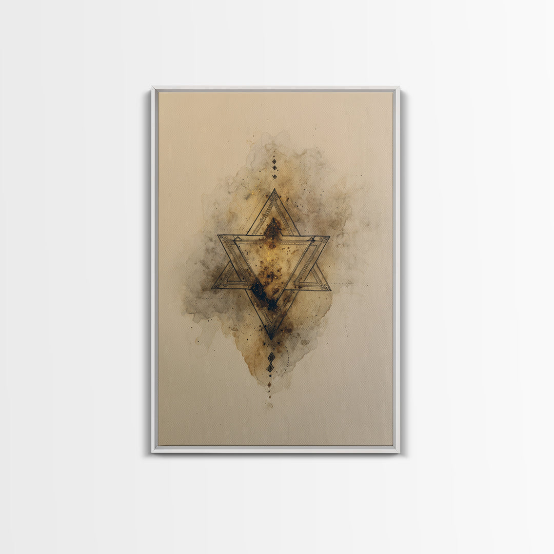 Triangle Mountain Landscape Framed Canvas Print, Sacred Geometry Art, Wall Art, Living Room Decor, Oil Painting, Geometry, SGA-2x3-1