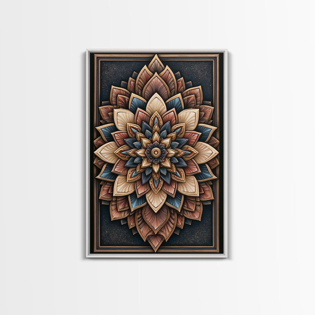 Mandala Lotus with Precise Radial Symmetry Canvas Print, Sacred Geometry Art, Luxury Decor, Living Room Decor, Geometry, SGA-2x3-10