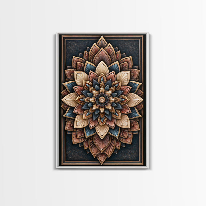 Mandala Lotus with Precise Radial Symmetry Canvas Print, Sacred Geometry Art, Luxury Decor, Living Room Decor, Geometry, SGA-2x3-10