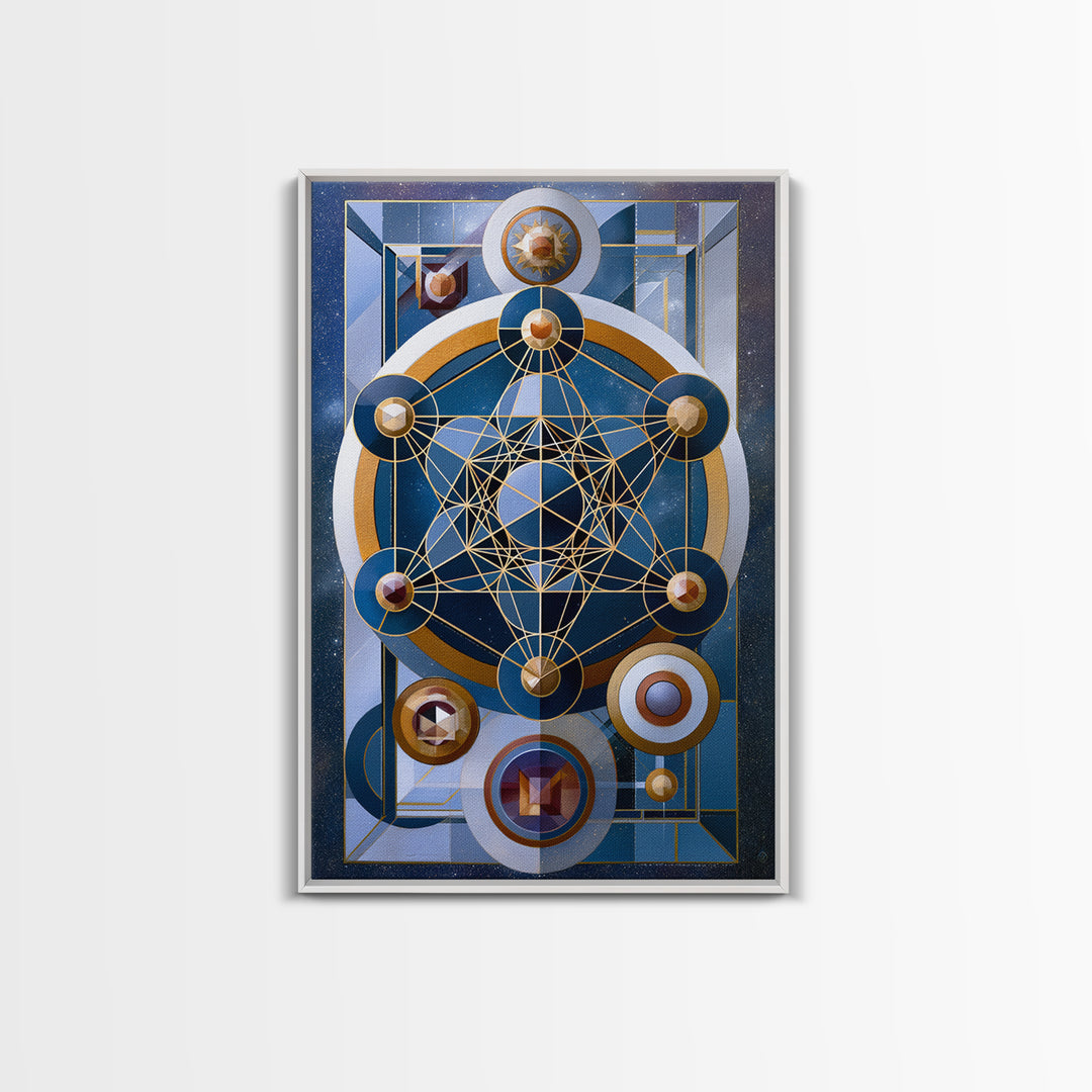 Metatron Cube with Celestial Background Canvas Print, Sacred Geometry Art, Decorations, Living Room Decor, Abstract Art, SGA-2x3-11