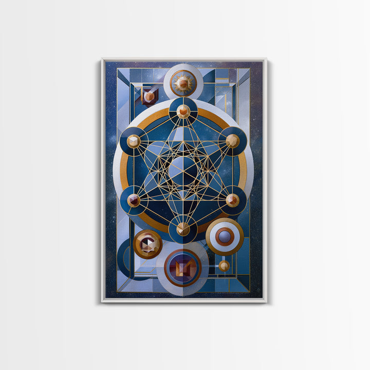 Metatron Cube with Celestial Background Canvas Print, Sacred Geometry Art, Decorations, Living Room Decor, Abstract Art, SGA-2x3-11