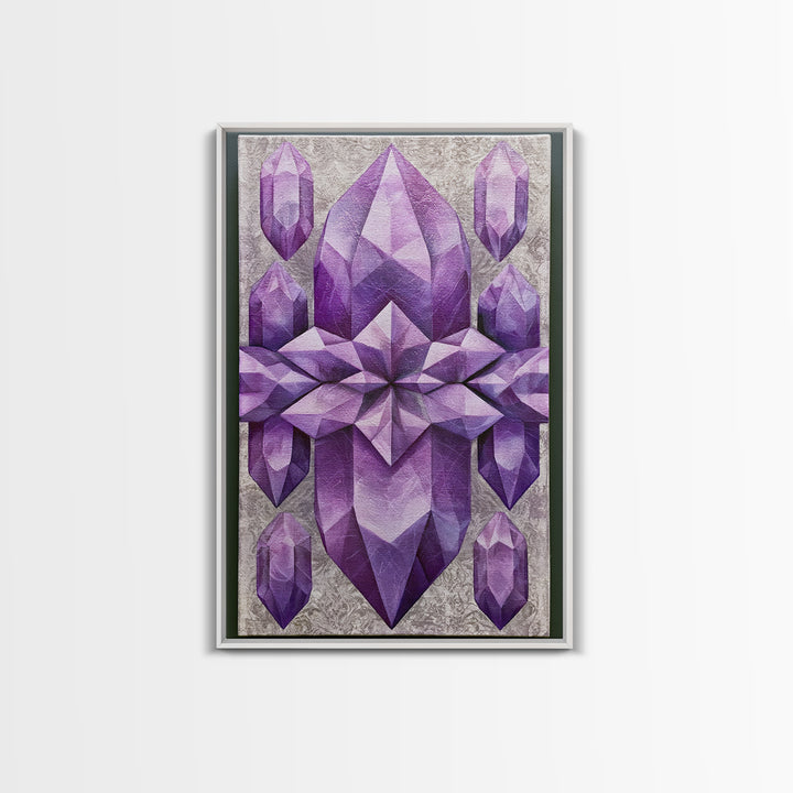 Crystal Grid Pattern Framed Canvas Print, Sacred Geometry Art, Digital Art, Living Room Decor, Geometry, Minimalist Wall Art, SGA-2x3-13