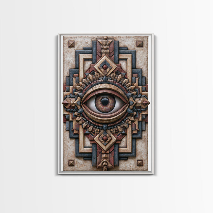 Cosmic Eye Inside Geometric Frame Framed Canvas Print, Sacred Geometry Art, Zen Home Decor, Living Room Decor, Abstract Art, SGA-2x3-3